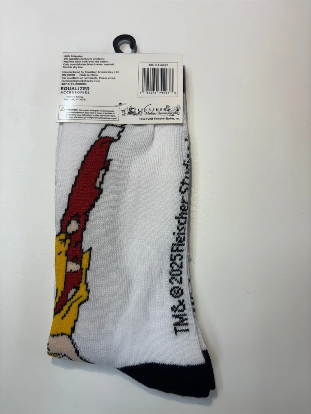 Betty Boop White Crew Socks with Black Toe and Red Hair Accent